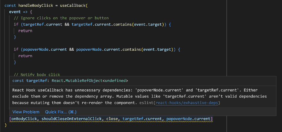 ESLint Exhaustive Deps Warning